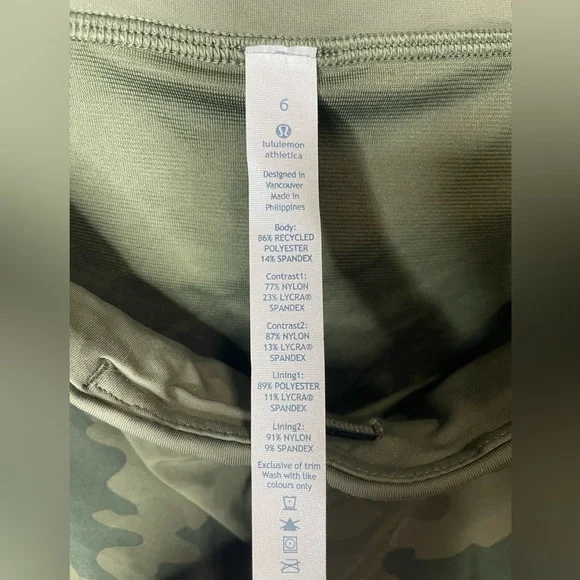 Lululemon Speed Shorts Savasana Camo Fatigue Green, Size 6 - Picture 3 of 4